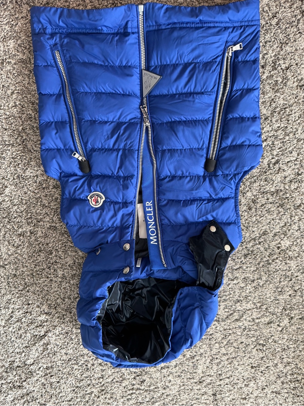 Moncler Kids Royal Blue Quilted Hooded Puffer Vest